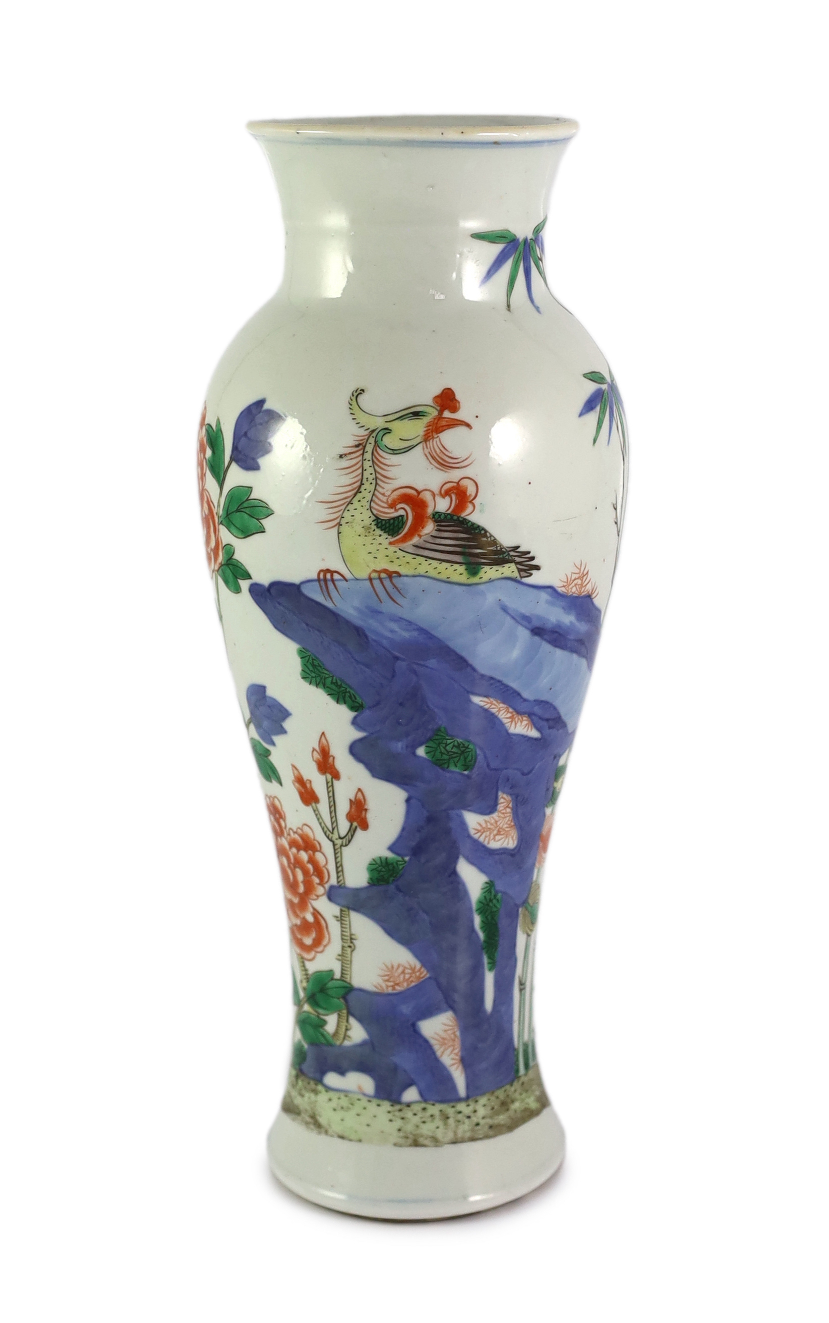 A Chinese wucai ‘phoenix’ baluster vase, late 19th century